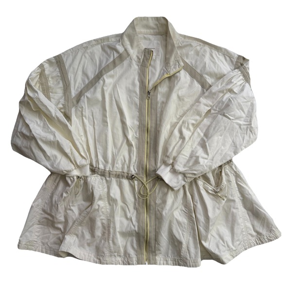 Anthropologie Jackets & Blazers - Anthropologie Oversized Parachute Windbreaker Jacket Medium White Puff Sleeve